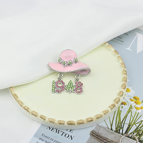 Sorority Paraphernalia Gift Greek Sorority Jewelry Pink And Green Brooch Pin For Women Girls Leaf Pedant Jewelry Sisterhood Graduation Gift（Pink Hat） #TOP2