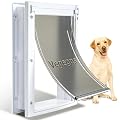 Pet Door, Interior and Exterior Large Dog Doors, PC Frame and Telescoping Tunnel Doggy and Cat Doors, Doggie Door with Double Magnetic Flaps and Sliding Lock Panels (Pets Up to 100 Lb) L