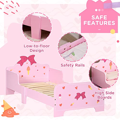 ZONEKIZ Princess Toddler Bed Kids Bedroom Furniture W/Safety Side Rails