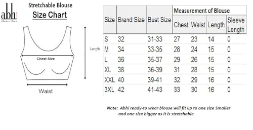 Image of Abhi Cotton Readymade Saree Blouse for Women- 3 /4 Sleeve, Round Neck, Regular-fit, Stretchable, Pull-on Style