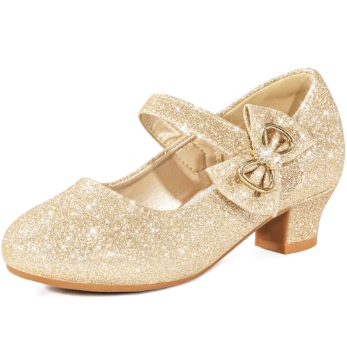 Image of Dufannie Girls Dress Shoes Princess Flats Heels for Toddler Little Big Kids