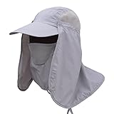Deruicent Fishing Hat Folding Sun Hat 360° UV Protection Adjust Cap for Men Women Hiking Fishing Outdoor Yard Garden Working (Grey)