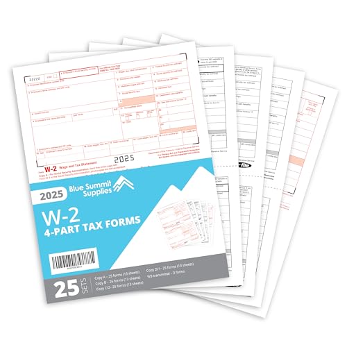 Blue Summit W2 Forms 2025 4 Part, 25 Employee Kit