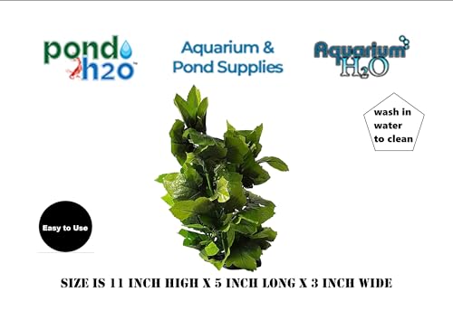 Large Leaf Silk & Plastic Aquarium Foliage Plant, Fish Safe 30cm (11 Inch) Tall | Artificial Aquarium Decor Fish Tank Decoration Green Water Plant Made of Silk Fabric Plastic