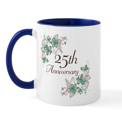 Taza Cerámica CafePress 11 oz Floral Aniversario 25 miniatura 1