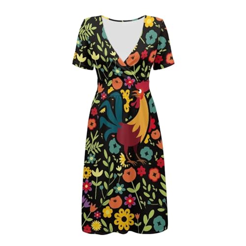 Image of Women's Summer Formal Dresses Short Sleeve Wrap V Neck Dresses Bridesmaid Wedding Guest Dress with Pockets