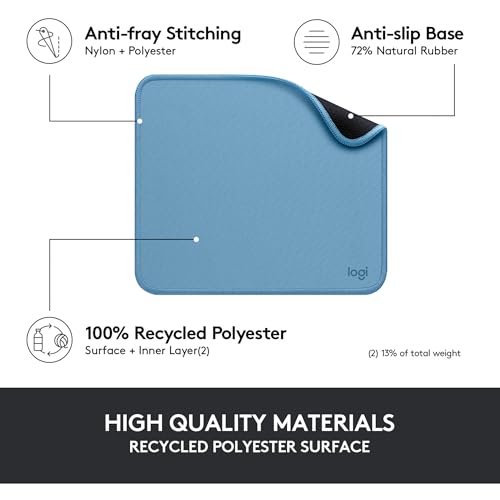 Mouse Pad - Studio Series, per Computer con Base in Gomma Antiscivolo, Scorrimento Facile, Resistente agli Schizzi, Materiali Durevoli, Portatile, Design Moderno - Blu - Mousepad - Immagine 3