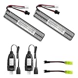 Skywolfeye Airsoft Battery 11.1V 2000mAh SM2P Plug with USB Charger for Airsoft Gel Water Bead Blaster Rechargeable Batteries Hobby Remote & App Controlled Vehicle Batteries (2Pack)