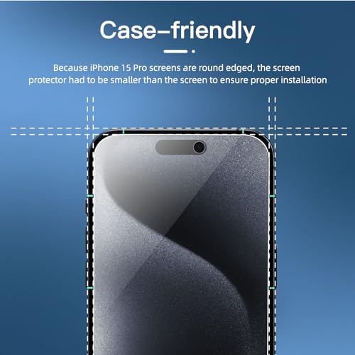 Image of NEW'C 3 Pack Privacy for iPhone 15 Pro, iPhone 15 Screen Protector (6.1 inch), Balanced 35-Degree Privacy Angle with Eye Protection, Ultra Durable 9H Hardness, Bubble-Free