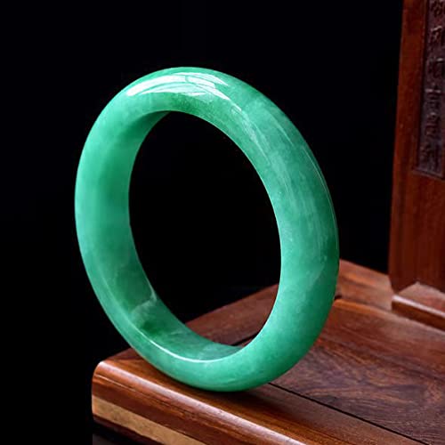 Pulsera de mujer, brazalete de jade verde con flores flotantes, brazaletes de mujer, para madre, novia, con joyero, 54-64 mm, 60 mm,