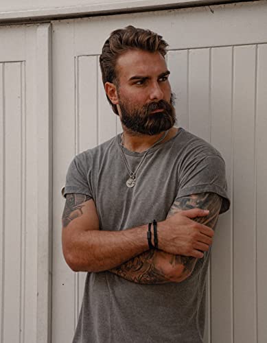 Forge & Foundry Men's Adjustable Leather Bracelet With Brushed Black Stainless Steel Clasp (Black) #TOP4