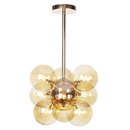 NZDY Lampadario Moderno Nordico a Bolle Di Vetro Con Sfera, Creativo 9 Lampada a Sospensione Sputnik Sferica G4, Soffitto a Montaggio Semi-Incasso Decor per