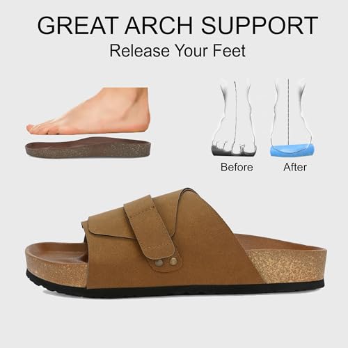 Image of Centrino Mens Cushion Sliders /Slippers| | Open Toe Design |Berkin-Style Slip-On Sandals | Lightweight & Comfortable | Arch Support | On-Grip Sole | Casual Outdoor Wear (6865)