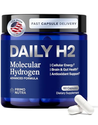 DailyH2 Molecular Hydrogen Capsules | Hydrogen Water Tablet Alternative | Advanced Antioxidant for Cellular Energy, Focus & Recovery | H₂ for Brain, Gut & Mitochondrial Support | 60 Vegan Capsules