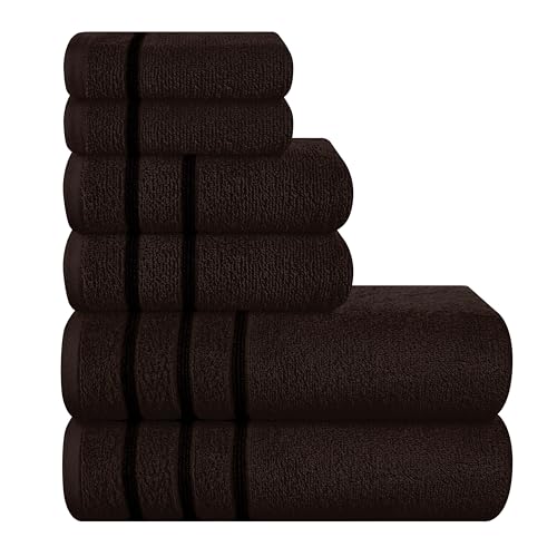 MyOwn Ultra Soft 6er-Pack Baumwoll-Handtuch-Set, enthält 2 übergroße Badetücher 70 x 140 cm, 2 Handtücher 40 x 60 cm und 2 Waschbetten 30 x 30 cm, Braun