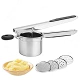 Exsink Kartoffelpresse, Spätzlepresse Edelstahl, Spaghettieispresse mit 4 Austauschbare Sieb, Spagettieis Quetsche, Spaghetti Eispresse für Kartoffelpüree, Gemüsebrei, Obstsäfte