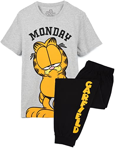 Garfield Mens Pajamas Adults Lazy Monday Cat Movie T-Shirt Trousers Pjs