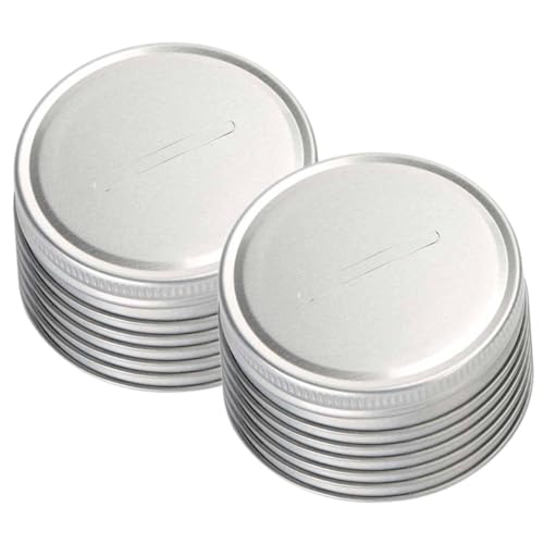 Cabilock 1 Juego Tapa De La Moneda De La Hucha Etiquetas De Conservas para Tarros De Cristal Tapas De Frascos Tapas De Tarros De Boca Ancha Reutilizable Canalón Silver Hojalata 12 Piezas