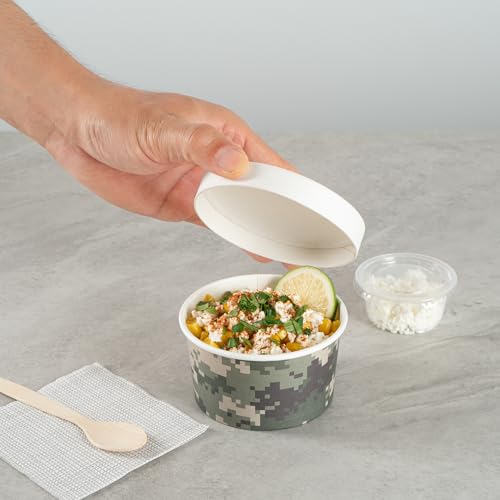 Image of Restaurantware Coppetta 8 Ounce Dessert Cups, 200 Disposable Ice Cream Cups - Lids Sold Separately, Sturdy, Camouflage Paper FroYo Bowls, For Hot And Cold Foods, Perfect For Gelato Or Mousse