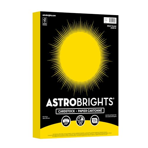 Astrobrights Colored Cardstock Bright Yellow 65 lb./176 gsm 8.5 x 11 126 Sheets AcidFree LigninFree Perfect for School Office & DIY (91980)