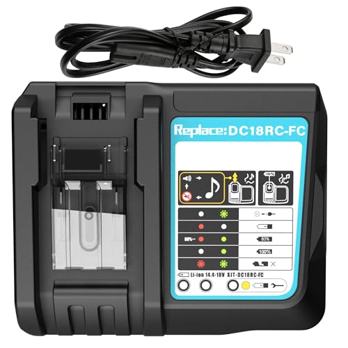 DC18RC 18V Rapid Charger Compatible with Makita Battery BL1815 BL1820 BL1830 BL1840B BL1850 BL1860 BL1450 Replacement for Makita Battery Charger 14.4V-18V