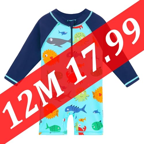 Image of HUAANIUE Toddler Boy Swimsuit Rashguard One-Piece Swimwear 0-6 Years