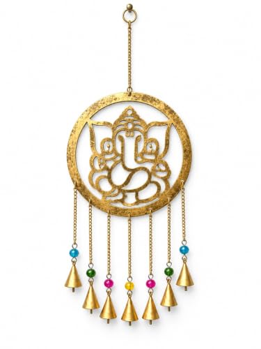 Image of DULI Metal Windchime Wall Hanging, Feng Shui, Wall Art, Wall Decor, PositiveVibes, Rustic Wall Hangings, Wall Art, Diwali Decor, Home Decor, Positive Vibes (Metal-GaneshaBellsHnaging)