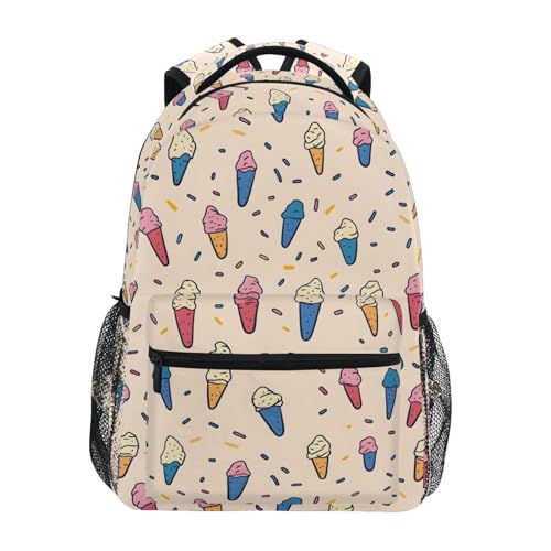 Blue Yellow Ice Cream Backpack for School Boys Girls Adults Kids Bookbag Laptop Bag 15L