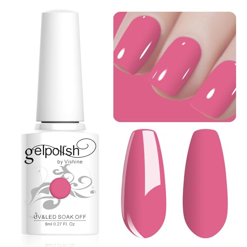 Vishine Gel Polish 8ml Dark Pink Soak Off UV LED Nail Art DIY Manicure for Girls Women #052