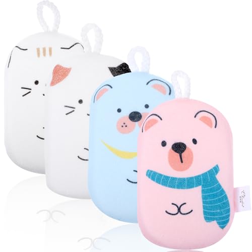 4 Pcs Baby Bath Sponge, Multicolored-Bath Loofah Sponge Bath Sponges for Kids Babys Absorbent Shower Sponges Soft Baby Spongess for Bathing