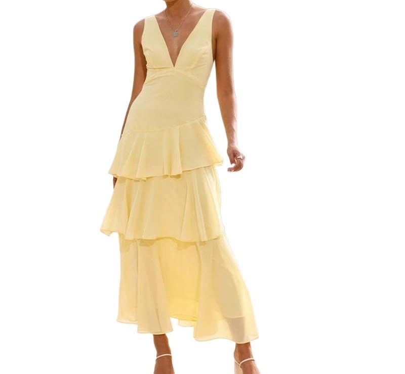 HENGEN 2025 New Internet Celebrity Explosive Skirt, Female Style Sleeveless V-Neck Dress2