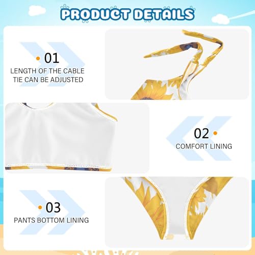 KLL Boho Style Sunflowers Manga Style Girls' Two Piece Bikini Sets Scoop Neck Swimming Swimsuit Swimsuit4