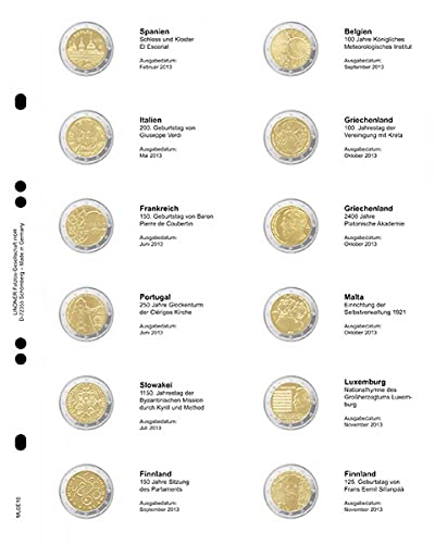 Hoja de álbum para monedas de 2 euros España 2013 Finlandia 2013 Lindner MU2E10