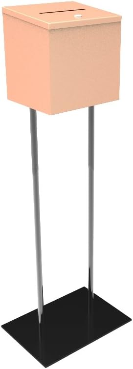 FixtureDisplays® Blue Metal Ballot Box Donation Box Suggestion Box with Black Stand 11064+10918-BLUE : Office Products