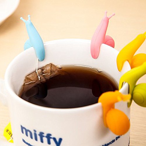 5 PCS Cute Snail Shape Silicone Tea Bag Holder Cup Mug Hanging Tool Tea