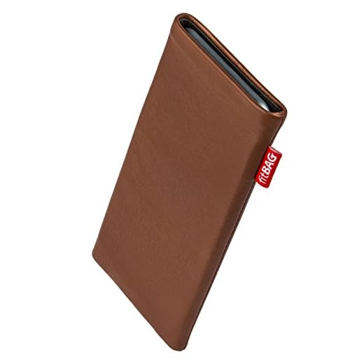 fitBAG Beat Cognac mobilväska väska av äkta läder Nappa med innerfoder av mikrofiber för Sony Xperia XZ Premium | Skal med rengöringsfunktion | Made in Germany