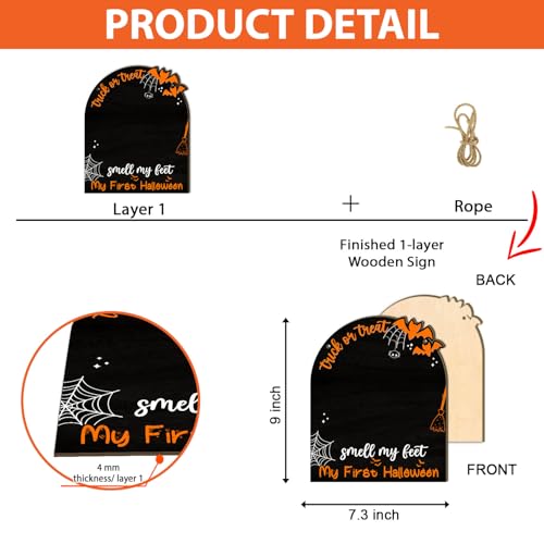 Image of DIY Baby's First Halloween Signs, Baby First Halloween Gifts for Babies, Baby Halloween Crafts, Project Memory Keepsake Cute Trick or Treat Halloween Photoshoot Baby Milestone Announcement Props