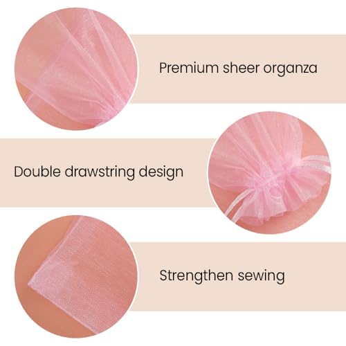 Image of Meowoo 100PCS Organza Bags, 3x4in Small Mesh Bags Drawstring, Mesh Gift Bags Drawstring for Jewelry, Candy, Christmas, Sachets, Festivals, Bathroom Soaps, Makeup Organza, Wrapping Supplies(pink)