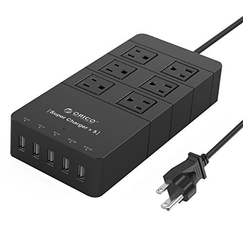 ORICO 6-Outlet Power Strip Surge Protector with 5-Port USB Charger Built-in 5ft Cord for Workbench, Nightstand, Dresser and More