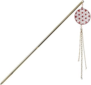 和小物マルシェ 和紋かんざし 軸長さ14.8cm 金属製軸 和装だけでなく洋装にも使える簪 ヘアアクセサリー 浴衣 夏祭り 花火 着物 (麻の葉 あずき (TW-094))