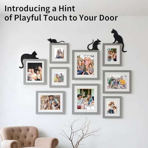 Zoyiancy 2 pares de decoração de gato preto para porta, decoração de silhueta de gatos para amantes