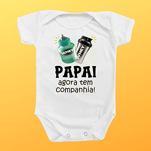 Body Roupa Bebê Papai Agora Tem Companhia Academia Pai Whey Cor:Branco;Tamanho:P