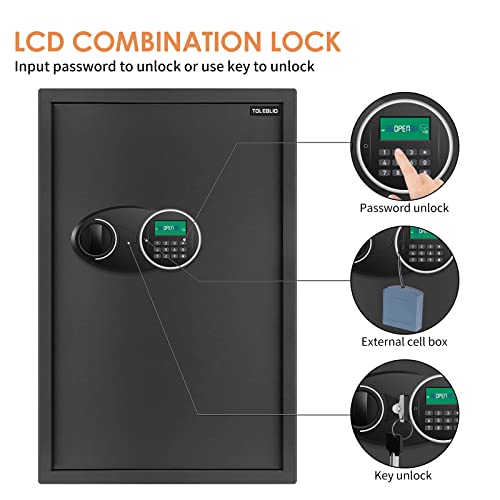 TOLEBLID 144 Position Key Lock Box Wall Mount with Combination Lock, Digital Key Cabinet Wall Mount, Adjustable Key Safe for Car, Hotels, Office, House
