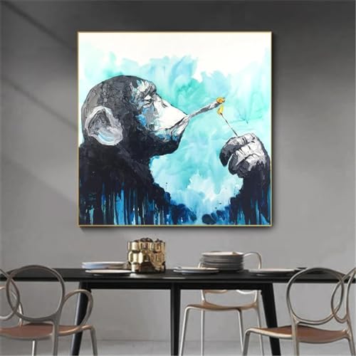 Toile singe fumeur déco salon style graffiti urbain 60x60