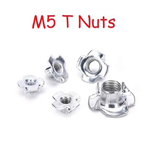 M5 (5mm Ø) T-Nuts Four Pronged Tee Nut Captive Blind Threaded Inserts for Wood Furniture Trade Packs (25)