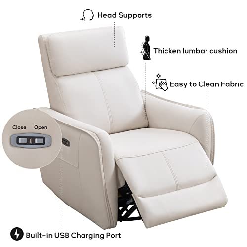 Anj Power Swivel Rocker Recliner Chair, Electric Glider Reclining Sofa With Usb Ports, Leathaire Rocking Chair Nursery Recliners For Living Room (Cream White) #TOP5