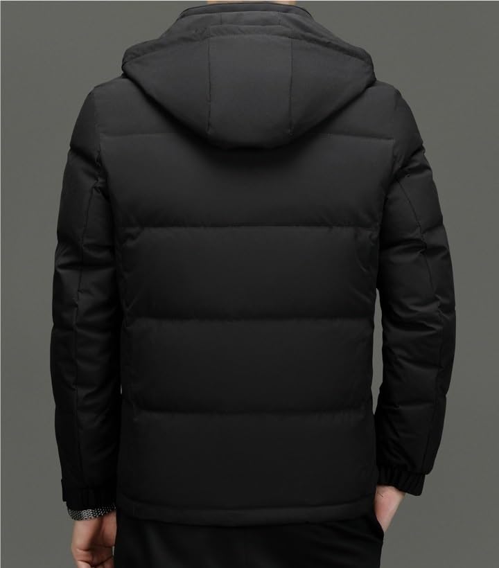 Mens Youth Solid Color Hooded Down Jacket Winter Thickened Warm Fashion Puffer Jackets - Image 3