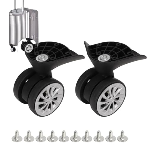 Beufee Luggage Suitcase Wheels, 1Pair Nylon Black Wheel Replacement Parts Roller Suitcase Tourister Travel Trunk Caster for Replacement