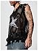 Verdusa Men's Sweater Vest Y2k Gothic Tops Sleeveless Shirts Raw Trim Knitted Sheer Crochet Pullover Top Black Large