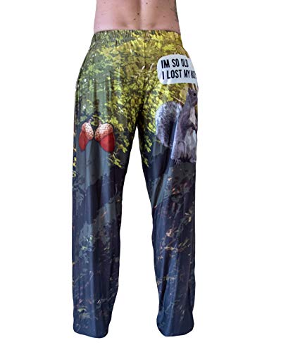 BRIEF INSANITY Lounge Pajama Pants for Men | Humorous, Funny Squirrel Print Bottoms - Lost My Nuts Loungewear Pants3